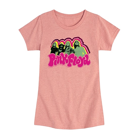 Little & Big Kid Girls Crew Neck Short Sleeve Regular Fit Pink Floyd Graphic T-Shirt