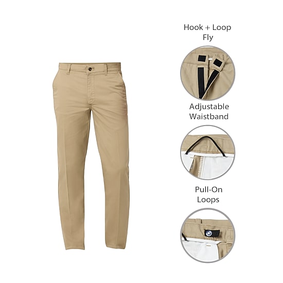 St. John's Bay Dexterity Universal Wrinkle Free Easy Care Mens Adaptive Adjustable Features Easy-on + Easy-off Classic Fit Flat Front Pant
