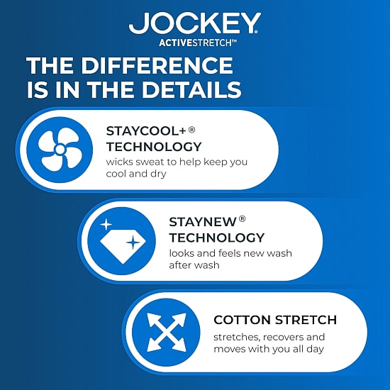 Jockey Active Stretch Mens 3 Pack Boxer Briefs 8797
