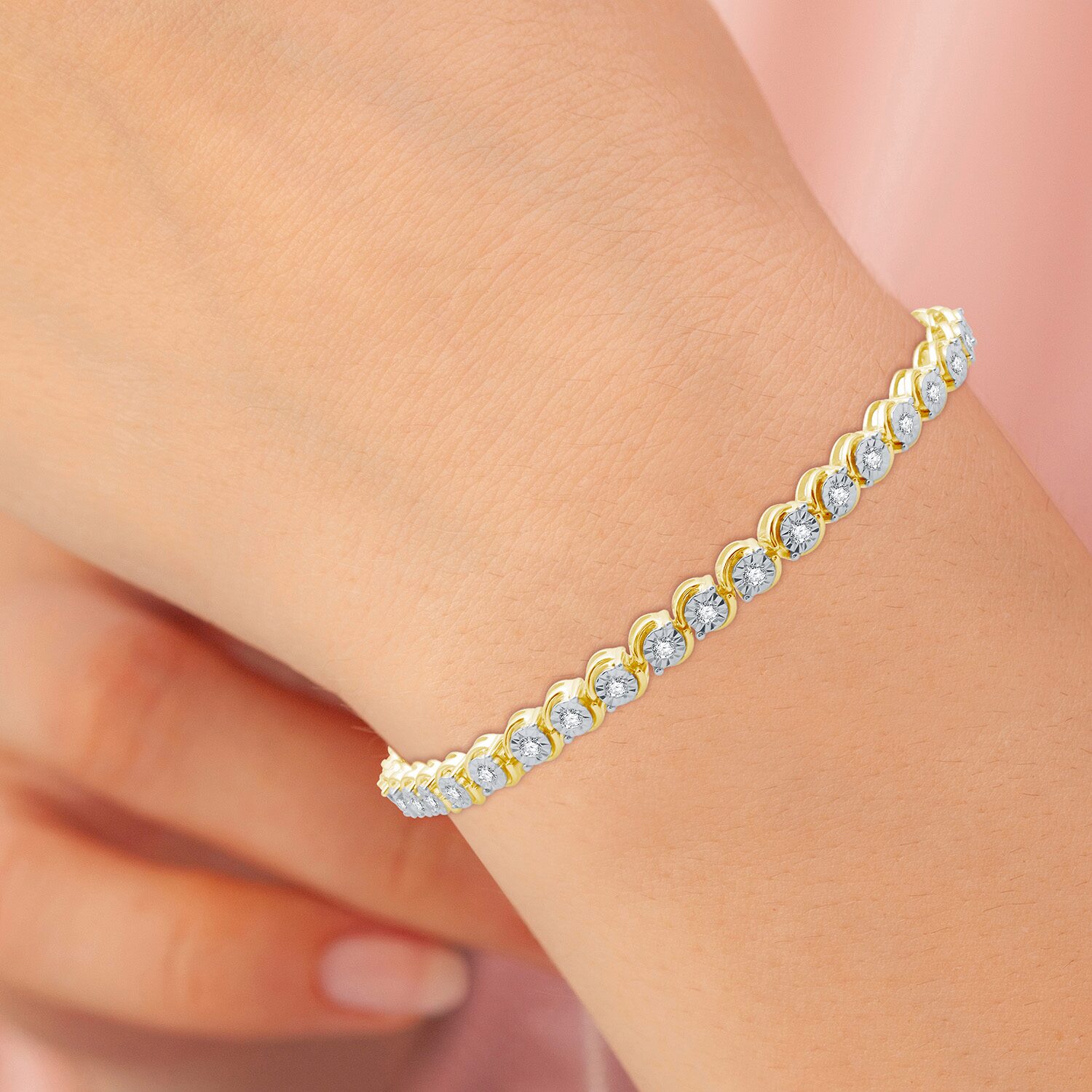1 CT. T.W. Genuine White Diamond 7.5 Inch Tennis Bracelet Sterling Silver or 14K Gold Over