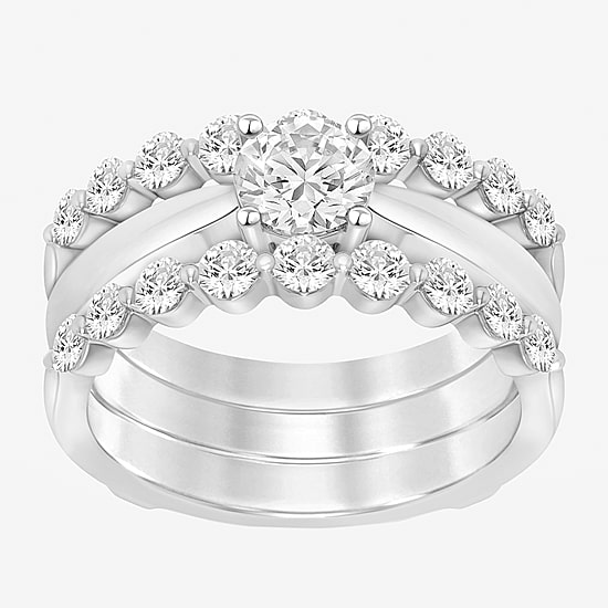 (I / Si2) Womens 1 CT. T.W. Lab Grown White Diamond 14K Gold Ring Guard