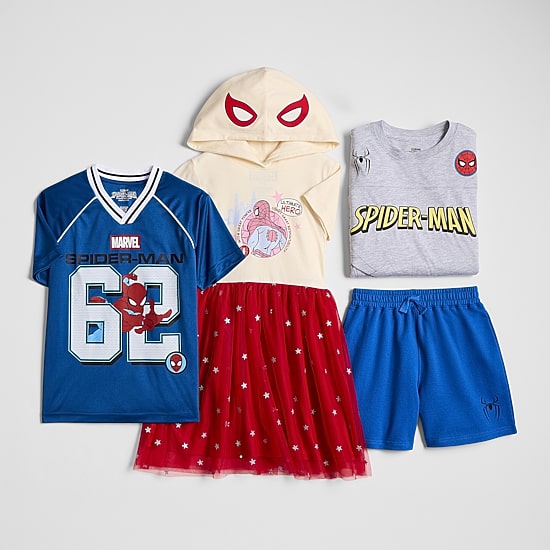 Disney Collection Little & Big Kid Girls Cap Short Sleeve Marvel Spiderman A-Line Dress