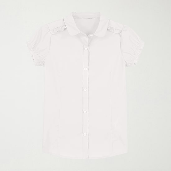 IZOD Little & Big Kid Girls Short Sleeve Regular Fit Stretch Fabric Button-Down Shirt