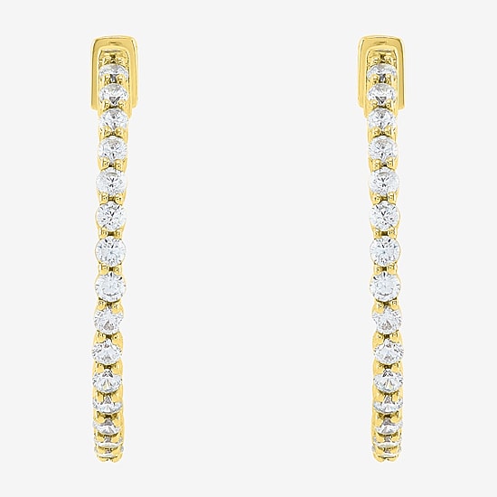 Limited Quantities! Womens 1 CT. T.W. Lab Grown White Diamond 10K Gold 24.3mm Hoop Earrings
