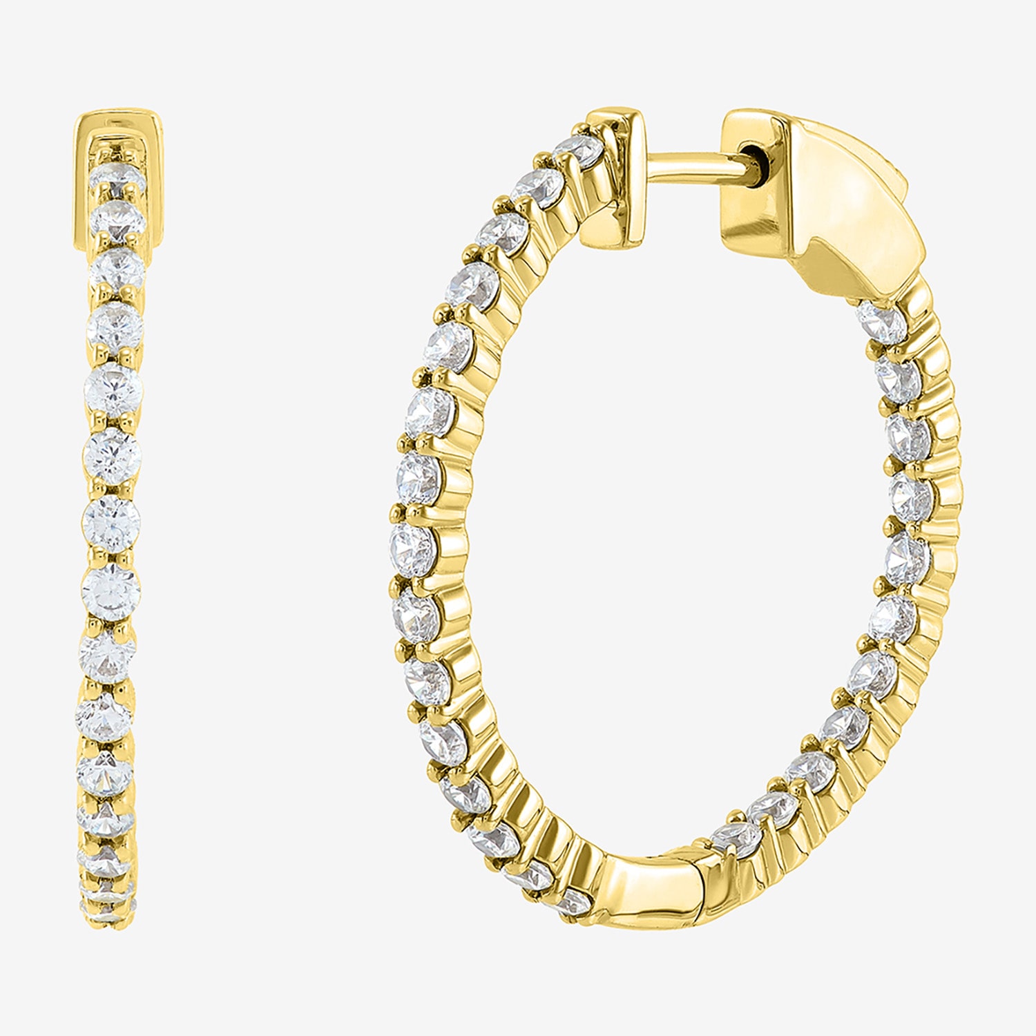 Limited Quantities! Womens 1 CT. T.W. Lab Grown White Diamond 10K Gold 24.3mm Hoop Earrings