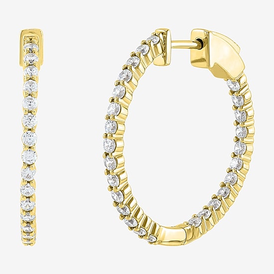 Limited Quantities! Womens 1 CT. T.W. Lab Grown White Diamond 10K Gold 24.3mm Hoop Earrings