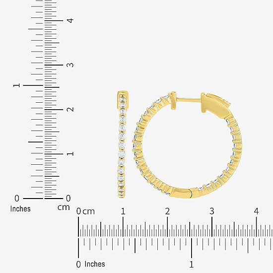 Limited Quantities! Womens 1 CT. T.W. Lab Grown White Diamond 10K Gold 24.3mm Hoop Earrings