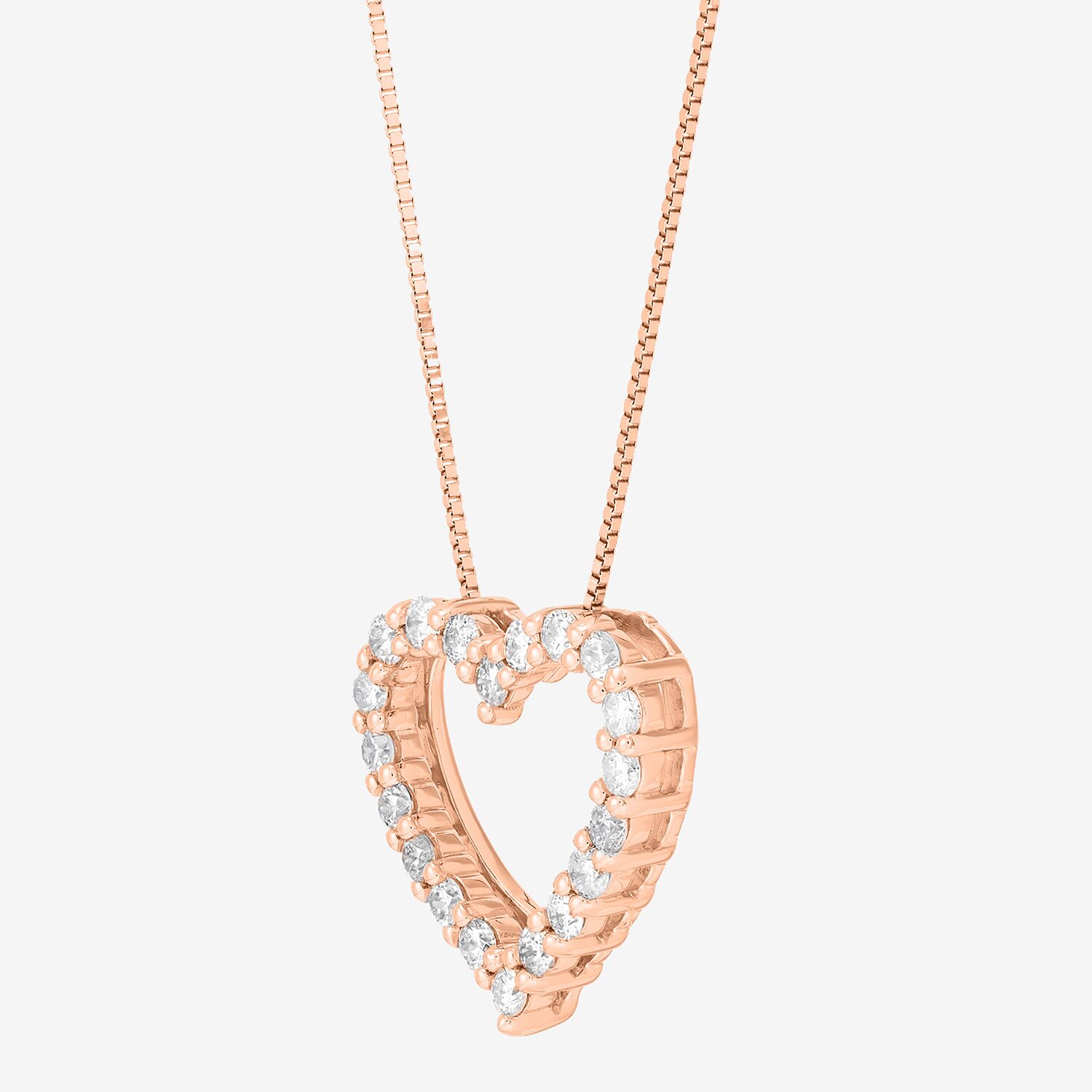 Womens 1/2 CT. T.W. Natural White Diamond 10K Rose Gold Heart 18 Inch Pendant Necklace