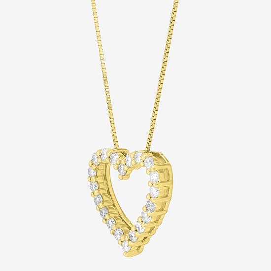 Limited Quantities! Womens 1/2 CT. T.W. Natural White Diamond 10K Gold Heart 18 Inch Pendant Necklace