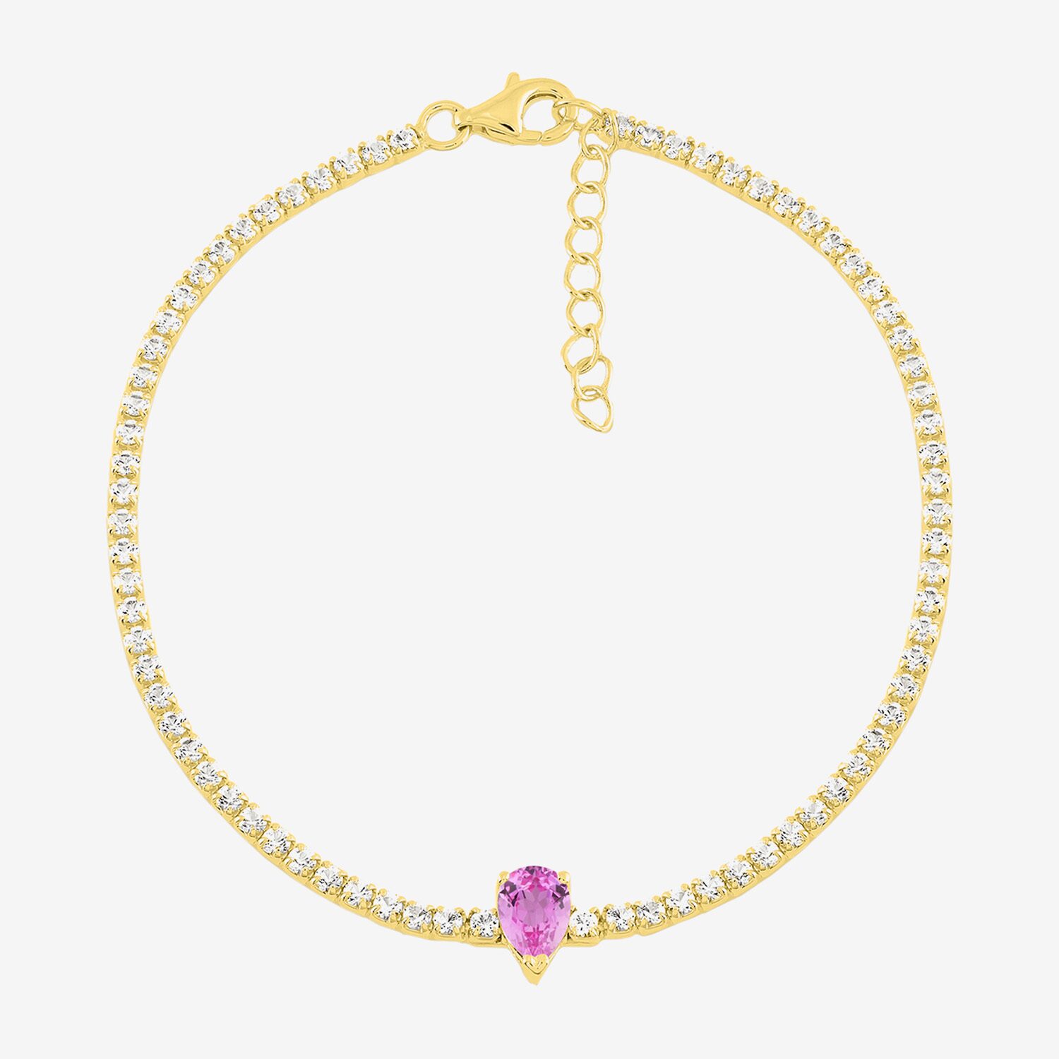 Limited Quantities! Womens Lab Created Pink Sapphire 14K Gold Over Silver Tennis Bracelet