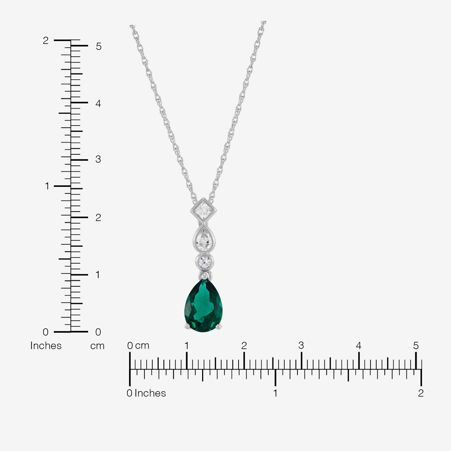 Womens Lab Created Green Emerald Sterling Silver Pear 18 Inch Pendant Necklace
