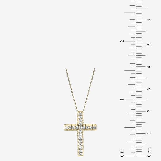 Cross (H-I / I1) Womens 1/2 CT. T.W. Natural White Diamond 10K Gold Cross 18 Inch Pendant Necklace