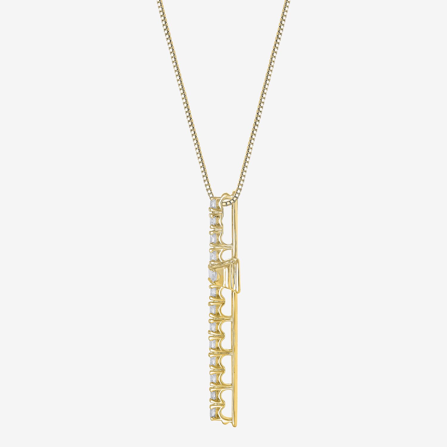 Womens 1/2 CT. T.W. Natural White Diamond 14K Gold Cross 18 Inch Pendant Necklace