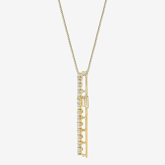 Cross (H-I / I1) Womens 1/2 CT. T.W. Natural White Diamond 10K Gold Cross 18 Inch Pendant Necklace