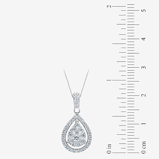 (F / Vs2) Womens 1/2 CT. T.W. Lab Grown White Diamond 14K Gold Pear 18 Inch Pendant Necklace