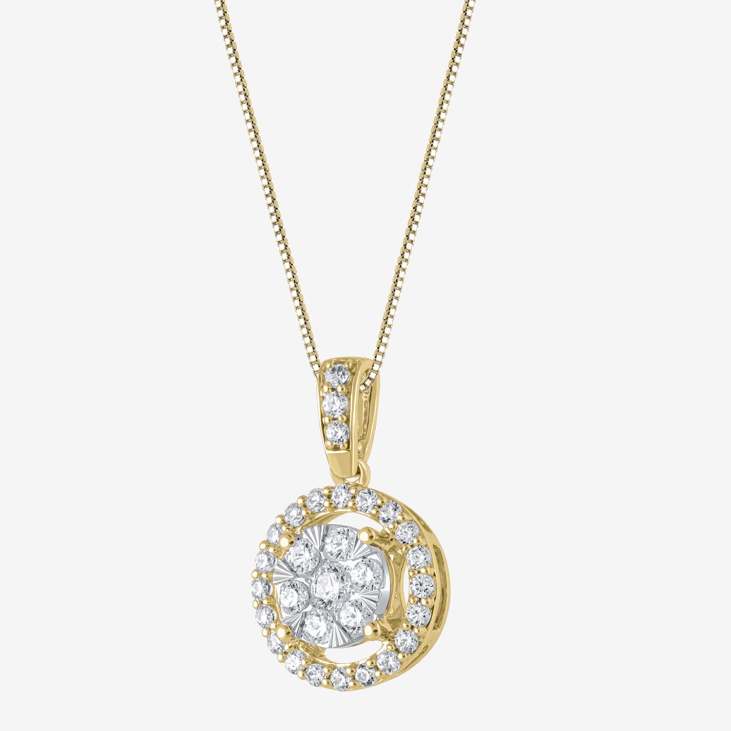 (F / Vs2) Womens 1/2 CT. T.W. Lab Grown White Diamond 14K Gold Round 18 Inch Pendant Necklace