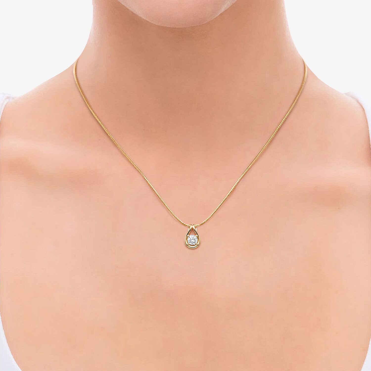 (F/Si2) Womens 1 CT. T.W. Lab Grown White Diamond 14K Gold Over Silver Round 16 Inch Pendant Necklace