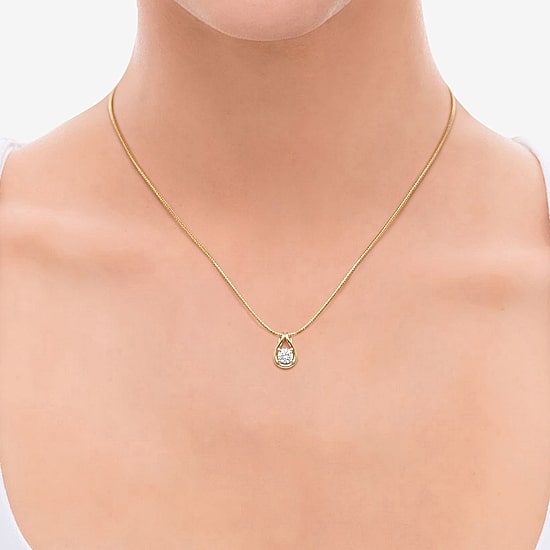 (F/Si2) Womens 1 CT. T.W. Lab Grown White Diamond 14K Gold Over Silver Round 16 Inch Pendant Necklace