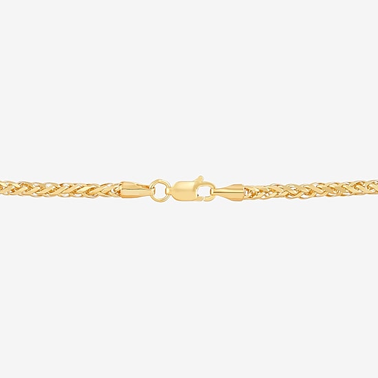 Womens 14K Gold 8 1/2 Inch Solid Wheat Chain Bracelet