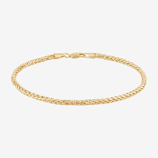 Womens 14K Gold 8 1/2 Inch Solid Wheat Chain Bracelet