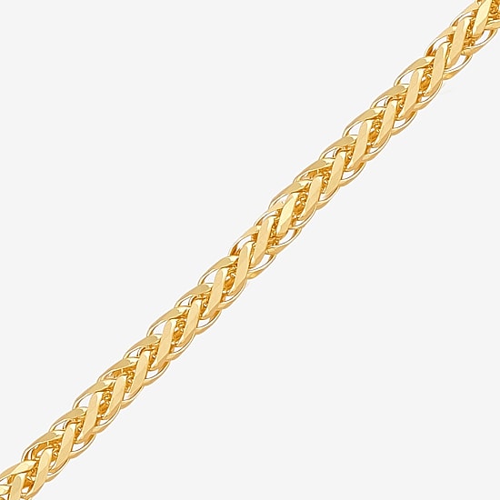 Womens 14K Gold 8 1/2 Inch Solid Wheat Chain Bracelet