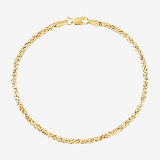 Womens 14K Gold 8 1/2 Inch Solid Wheat Chain Bracelet