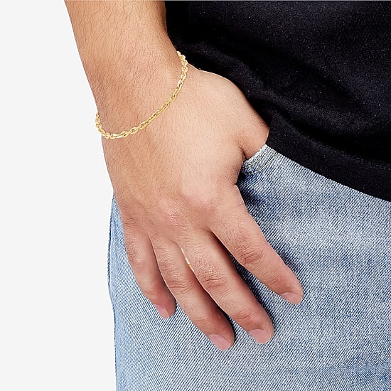 Womens 14K Gold 8 1/2 Inch Semisolid Rolo Chain Bracelet