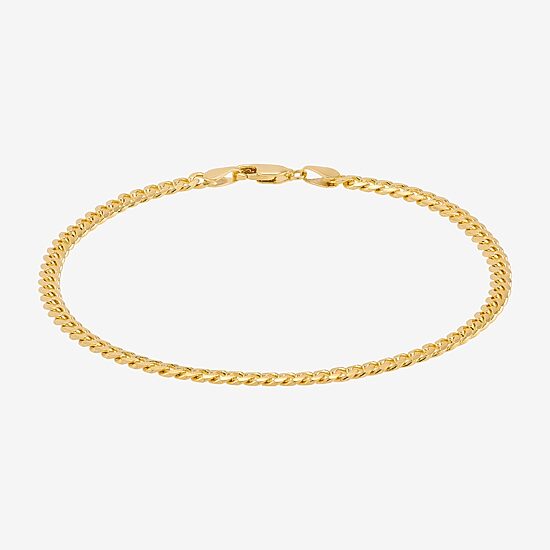 Womens 14K Gold 8 1/2 Inch Solid Cuban Chain Bracelet