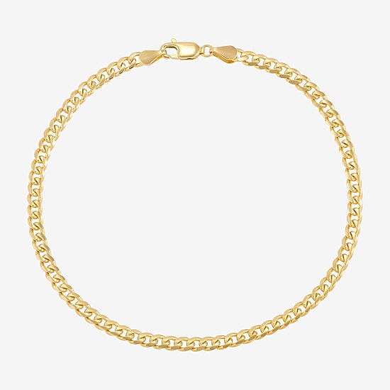Womens 14K Gold 8 1/2 Inch Solid Cuban Chain Bracelet