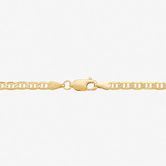 Womens 14K Gold 8 1/2 Inch Solid Mariner Chain Bracelet