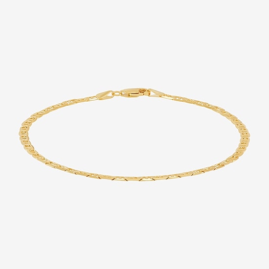 Womens 14K Gold 8 1/2 Inch Solid Mariner Chain Bracelet
