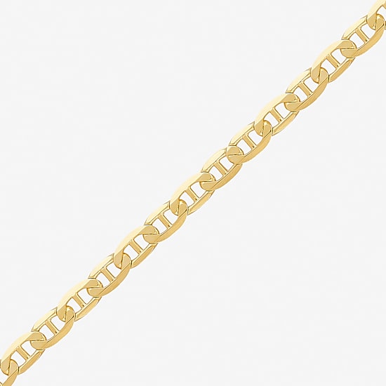 Womens 14K Gold 8 1/2 Inch Solid Mariner Chain Bracelet