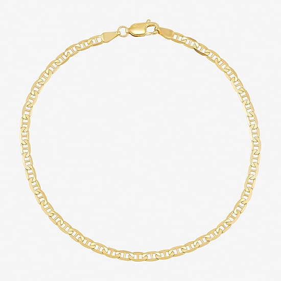 Womens 14K Gold 8 1/2 Inch Solid Mariner Chain Bracelet