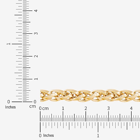 Womens 14K Gold 7.5 Inch Hollow Wheat Chain Bracelet