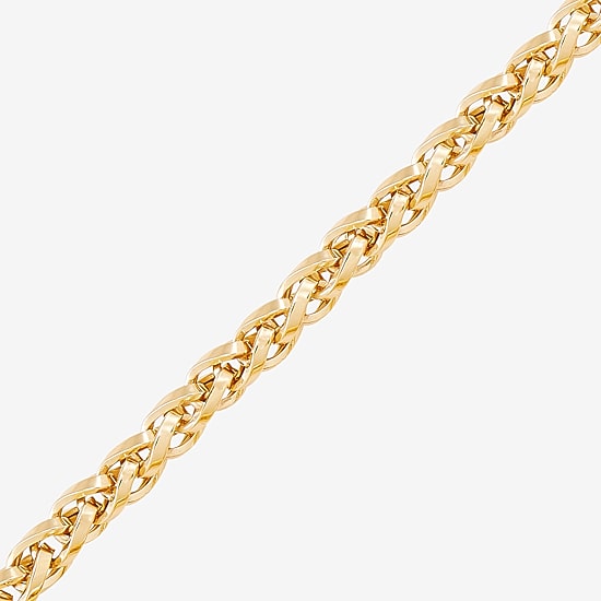 Womens 14K Gold 7.5 Inch Hollow Wheat Chain Bracelet