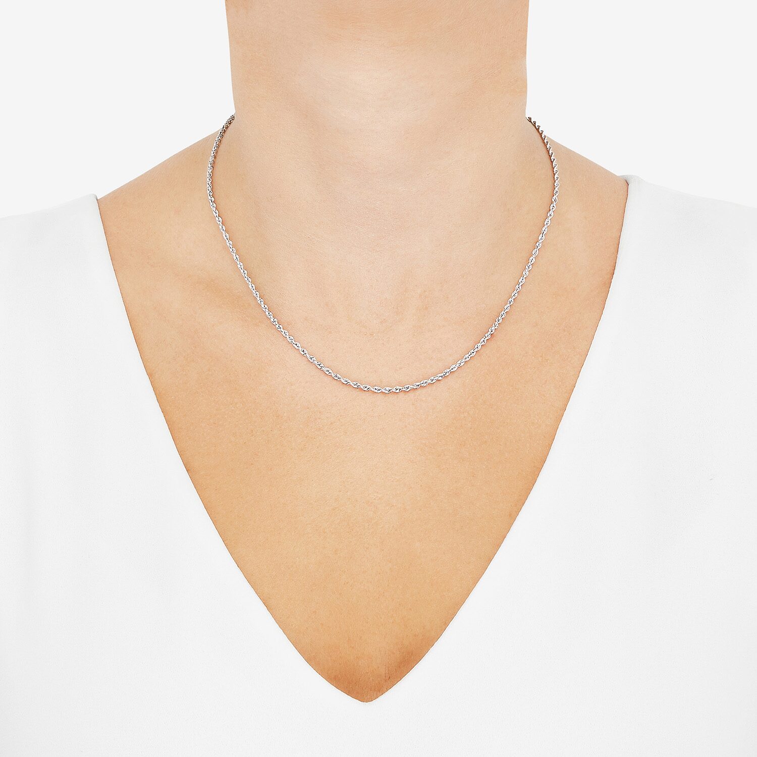 Womens 10K Gold Inch Rope Chain Necklace