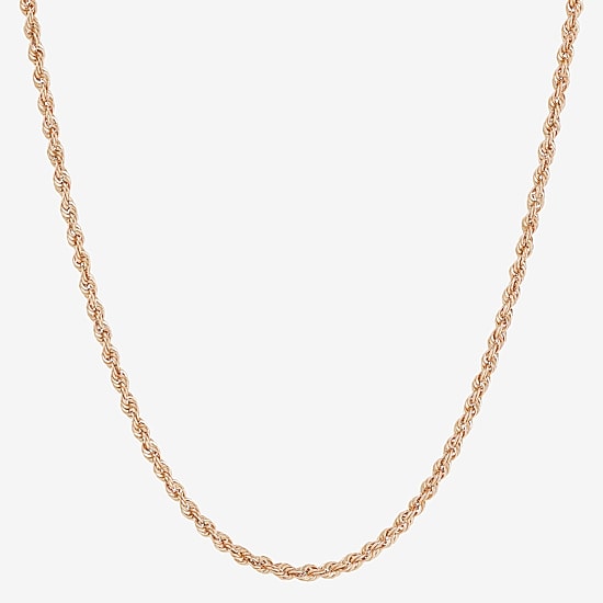 Womens 10K Gold 22 Inch Rope Chain Necklace