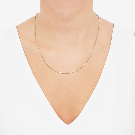 Womens 14K Gold 20 Inch Box Chain Necklace