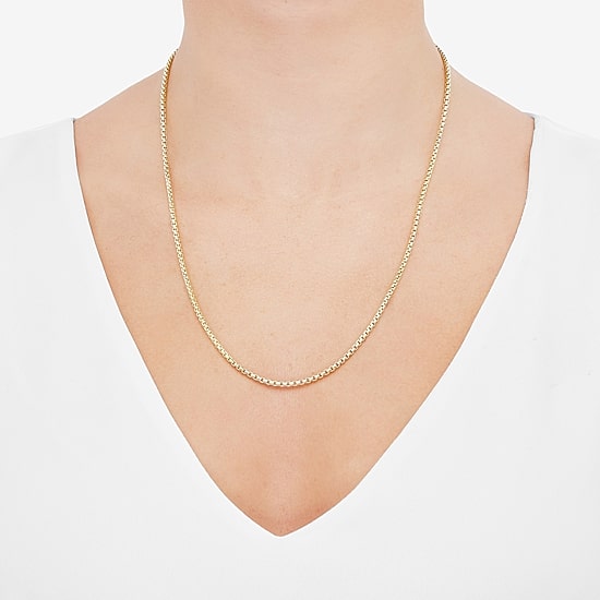 Womens 14K Gold 22 Inch Box Chain Necklace