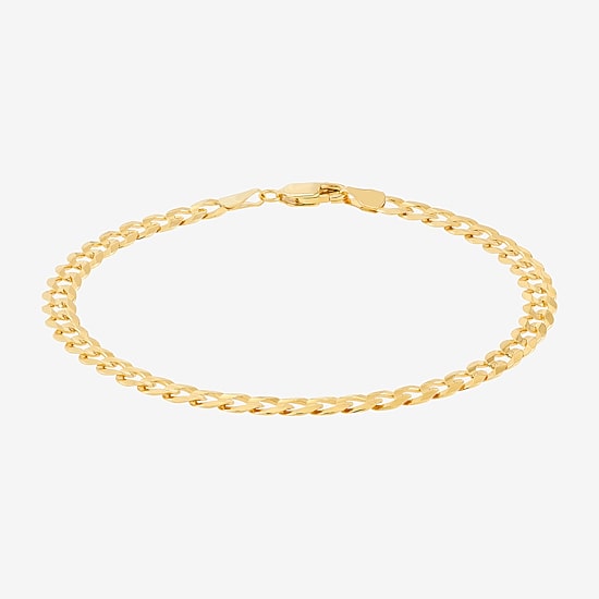 Mens 14K Gold 8 1/2 Inch Solid Curb Chain Bracelet