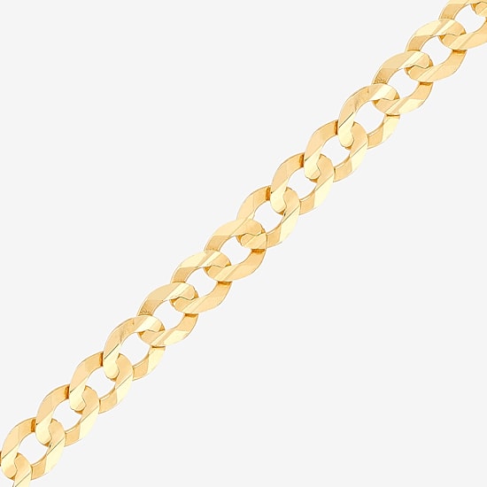 Mens 14K Gold 8 1/2 Inch Solid Curb Chain Bracelet