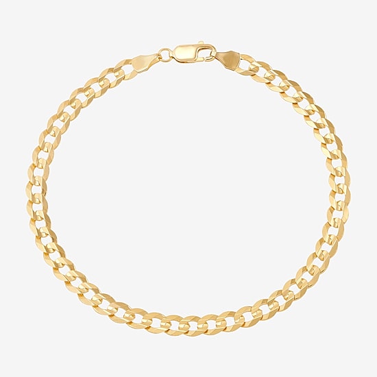 Mens 14K Gold 8 1/2 Inch Solid Curb Chain Bracelet