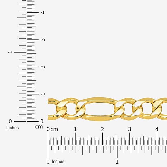 Mens 10K Gold 9 Inch Hollow Figaro Chain Bracelet