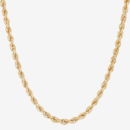 Womens 10K Gold 20 Inch Rope Chain Necklace