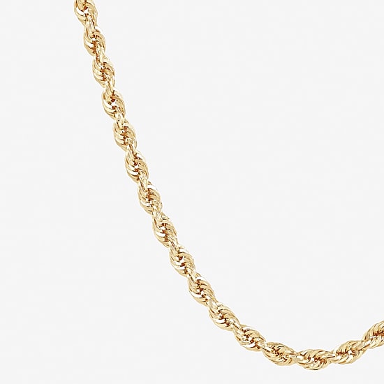 Womens 10K Gold 20 Inch Rope Chain Necklace