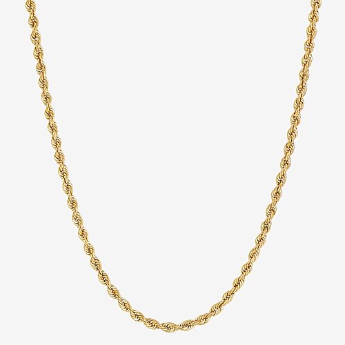 Womens 10K Gold 22 Inch Rope Chain Necklace, One Size, Yellow