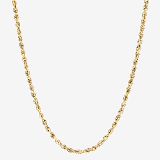 Womens 10K Gold 22 Inch Rope Chain Necklace
