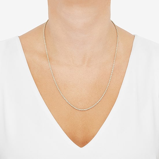 Womens 10K Gold 22 Inch Rope Chain Necklace