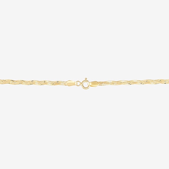 Womens 10K Gold 18 Inch Herringbone Chain Necklace