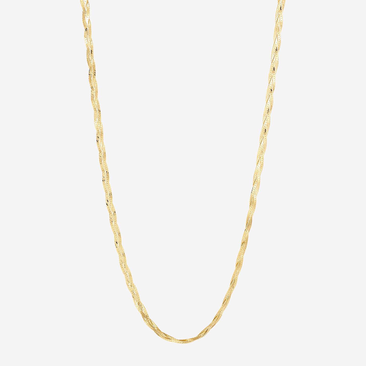 Womens 10K Gold 18 Inch Herringbone Chain Necklace